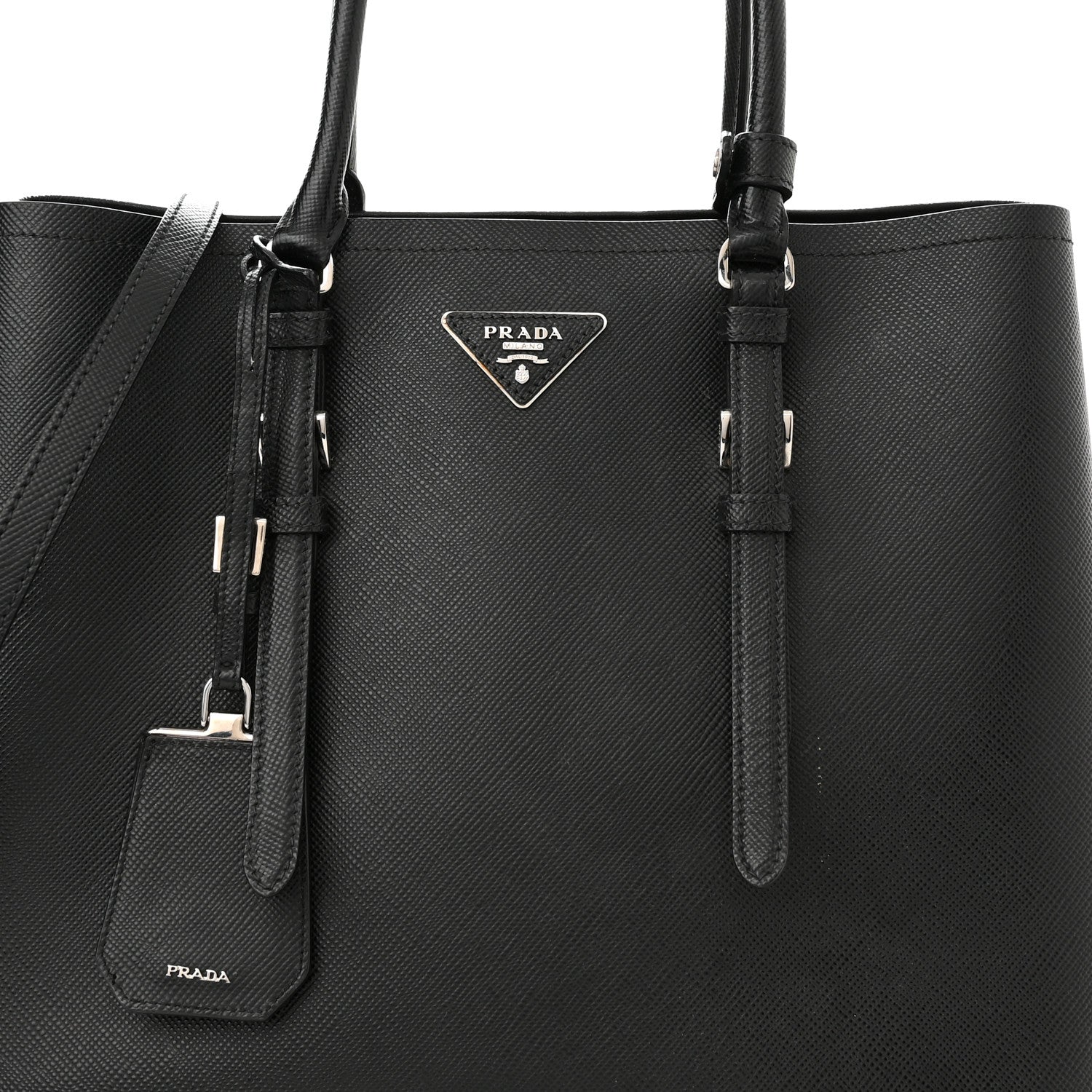 Prada Saffiano Cuir Medium Double Handle Tote Black 7 of 13