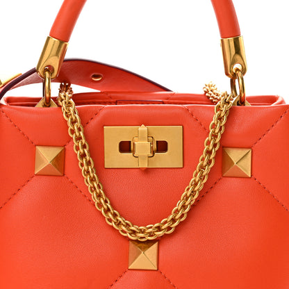Valentino Garavani Nappa Small Roman Stud The Handle Bag Orange Zest 6 of 11