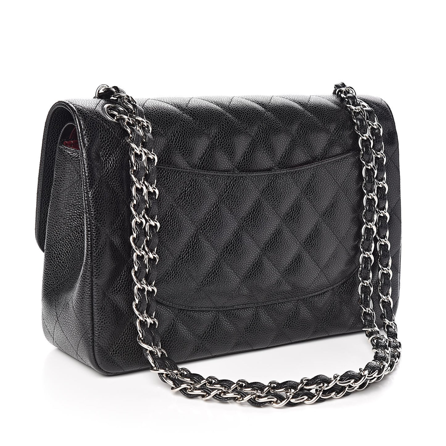 Caviar Quilted Jumbo Double Flap Black
