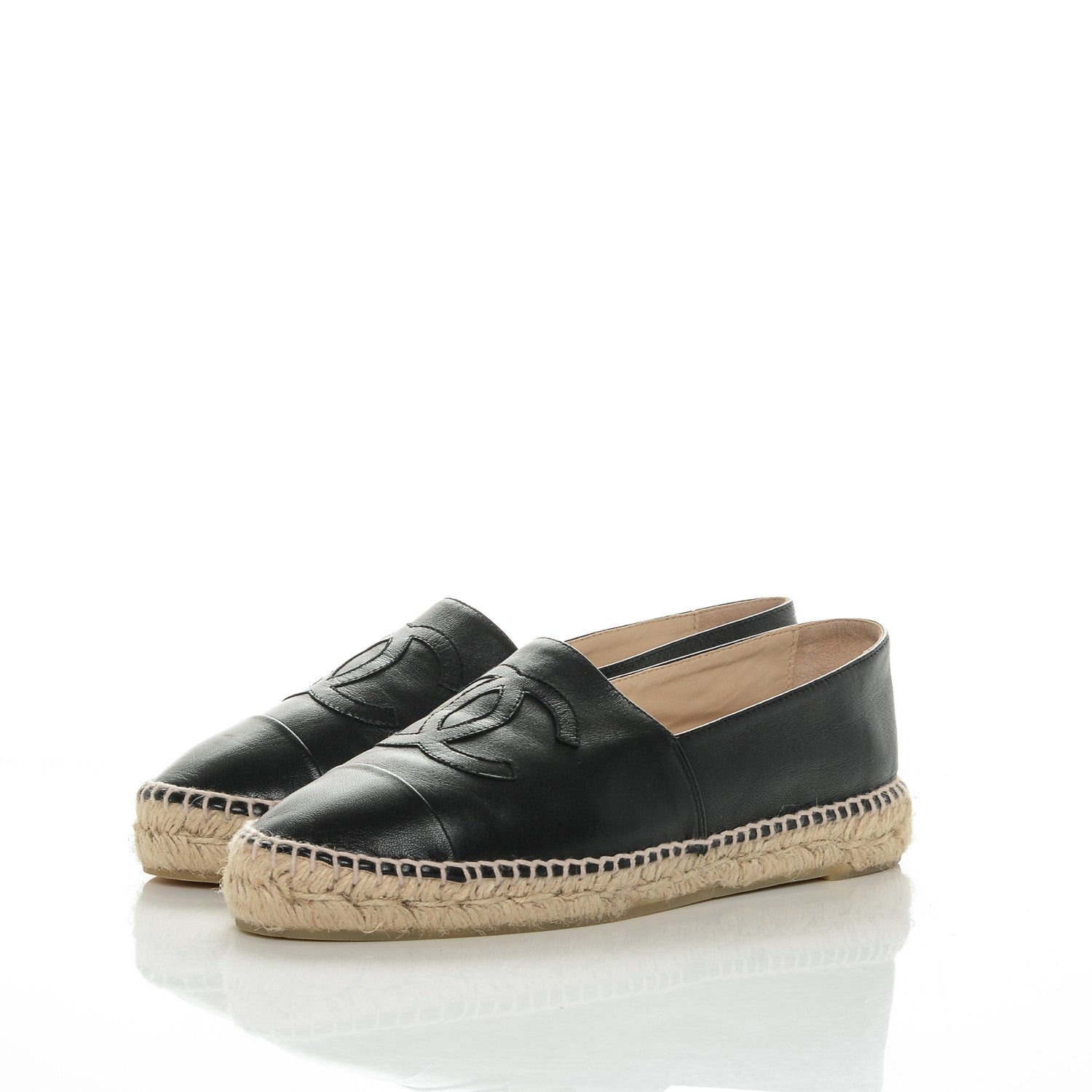 Chanel Lambskin CC Espadrilles 39 Black 3 of 9