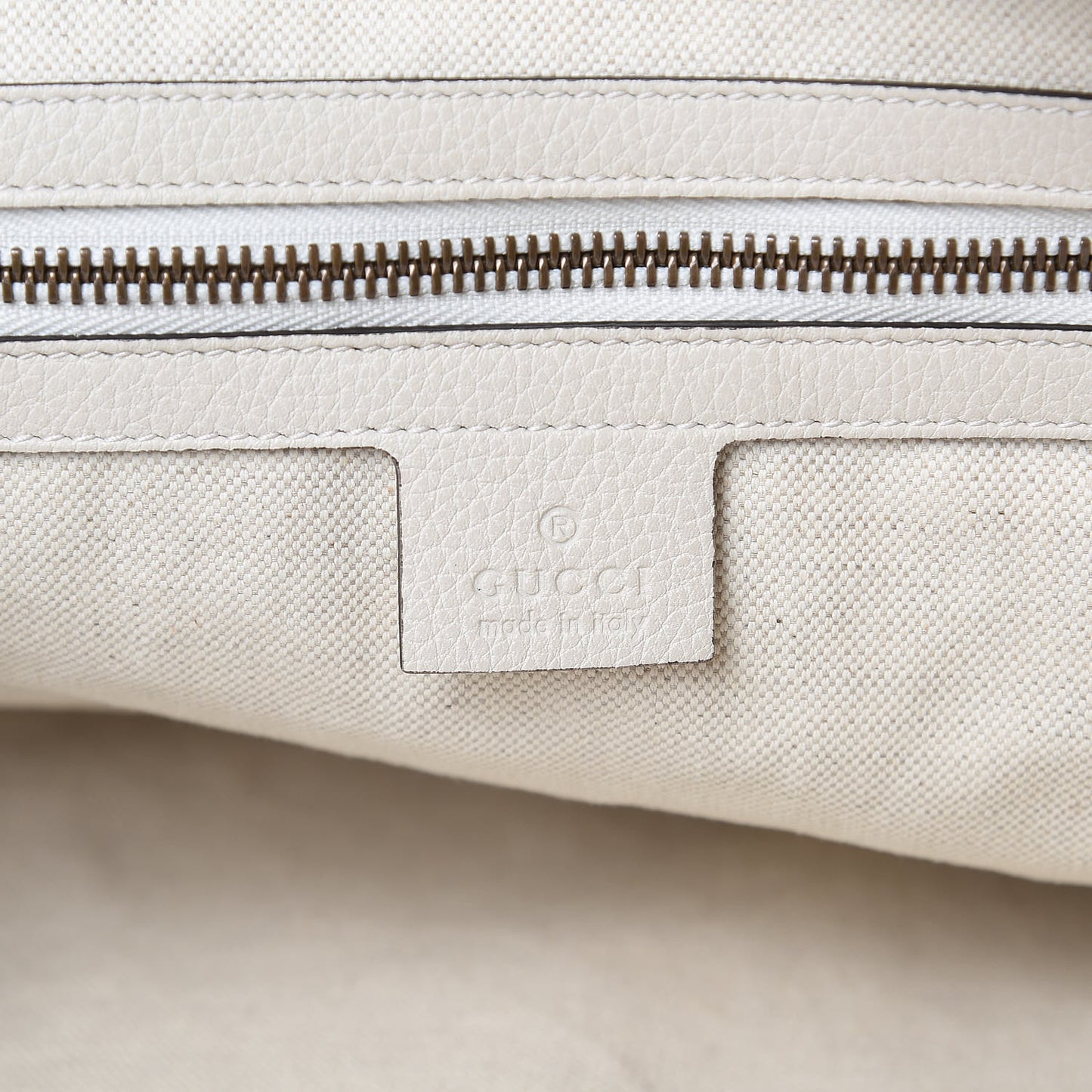 Grained Calfskin Logo Half Moon Hobo White