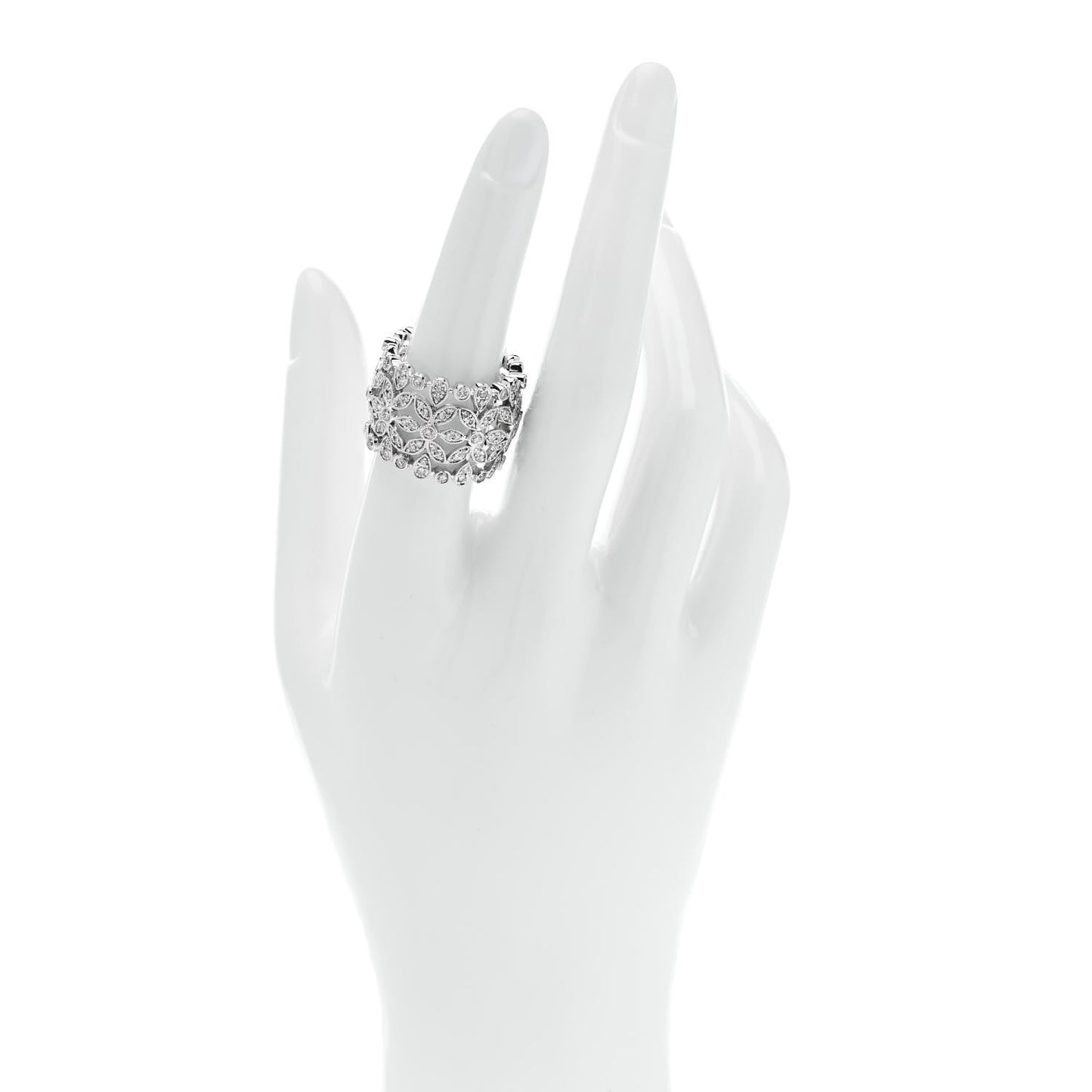 18K White Gold Diamond 1.23ctw Floral Ring  54 7