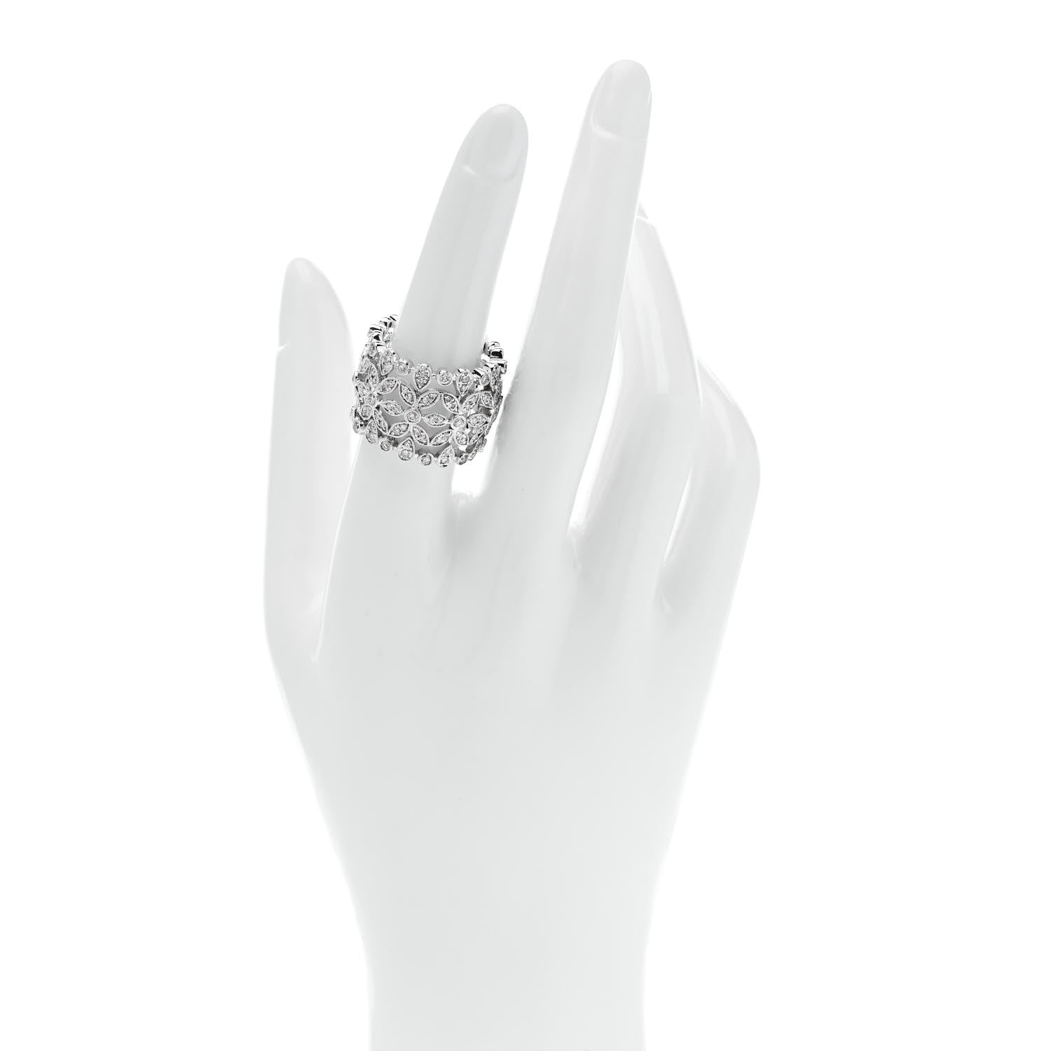 Parker & West by FASHIONPHILE 18K White Gold Diamond 1.23ctw Floral Ring  54 7 2 of 10