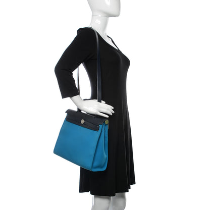 Hermes Vache Hunter Toile Herbag Zip 31 PM Bleu Zanzibar Bleu Indigo 3 of 16