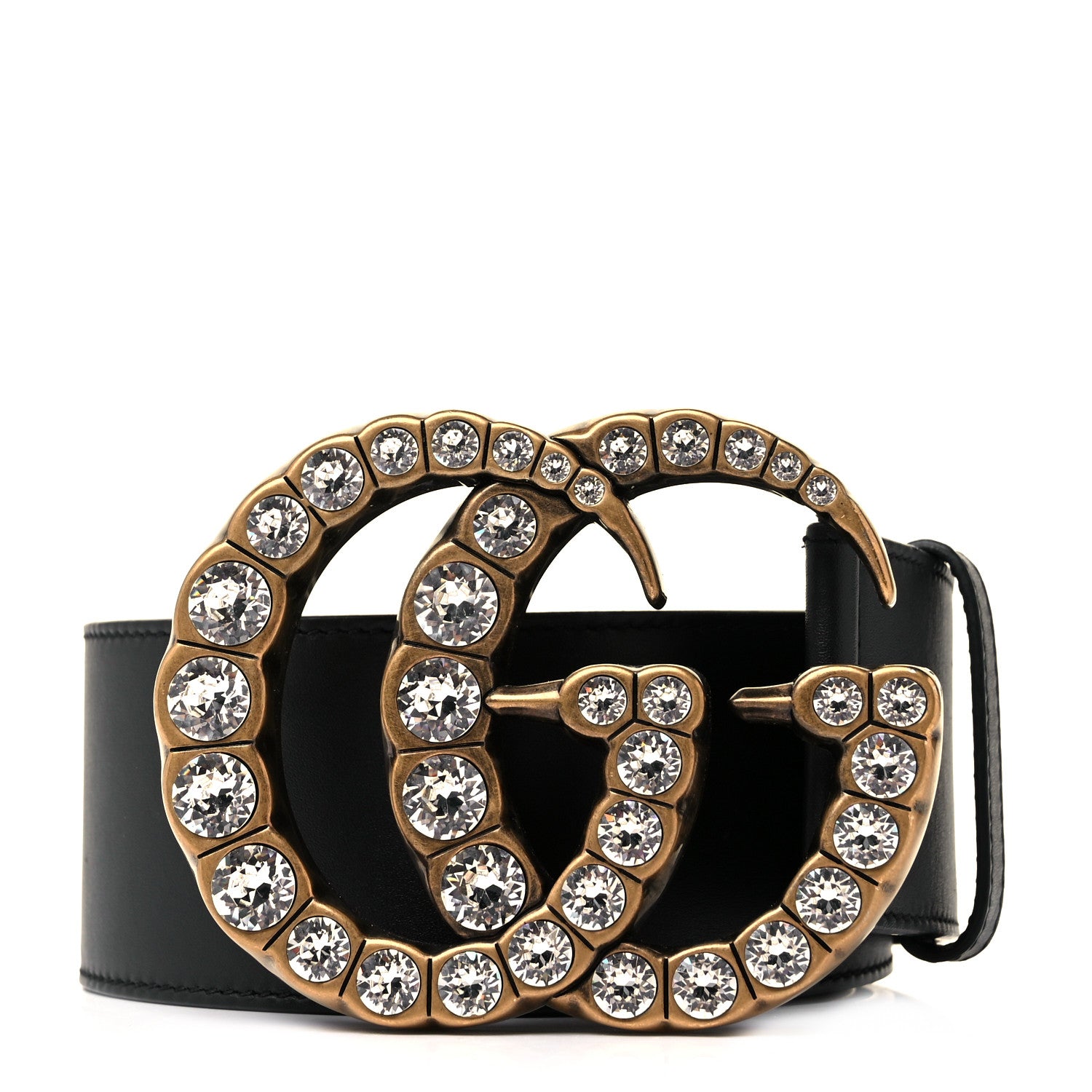 Gucci Calfskin Crystal Double G 55mm Belt 85 34 Black 1 of 5