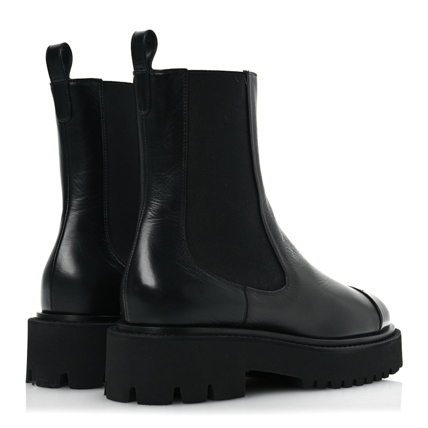 Chanel Crumpled Calfskin Patent Cap Toe Short Boots 39.5 Black 5 of 12
