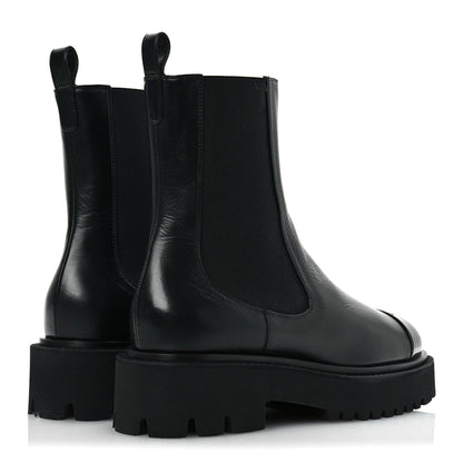 Chanel Crumpled Calfskin Patent Cap Toe Short Boots 39.5 Black 5 of 12