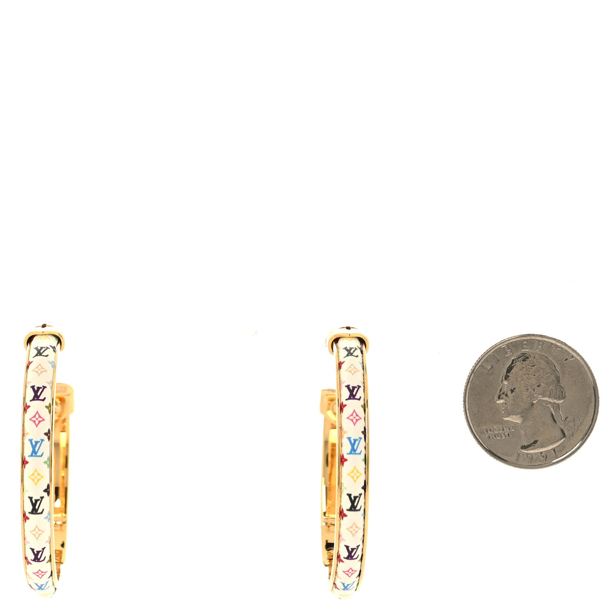 Louis Vuitton LV X TM Monogram Multicolor Hoop Earrings White 2 of 5