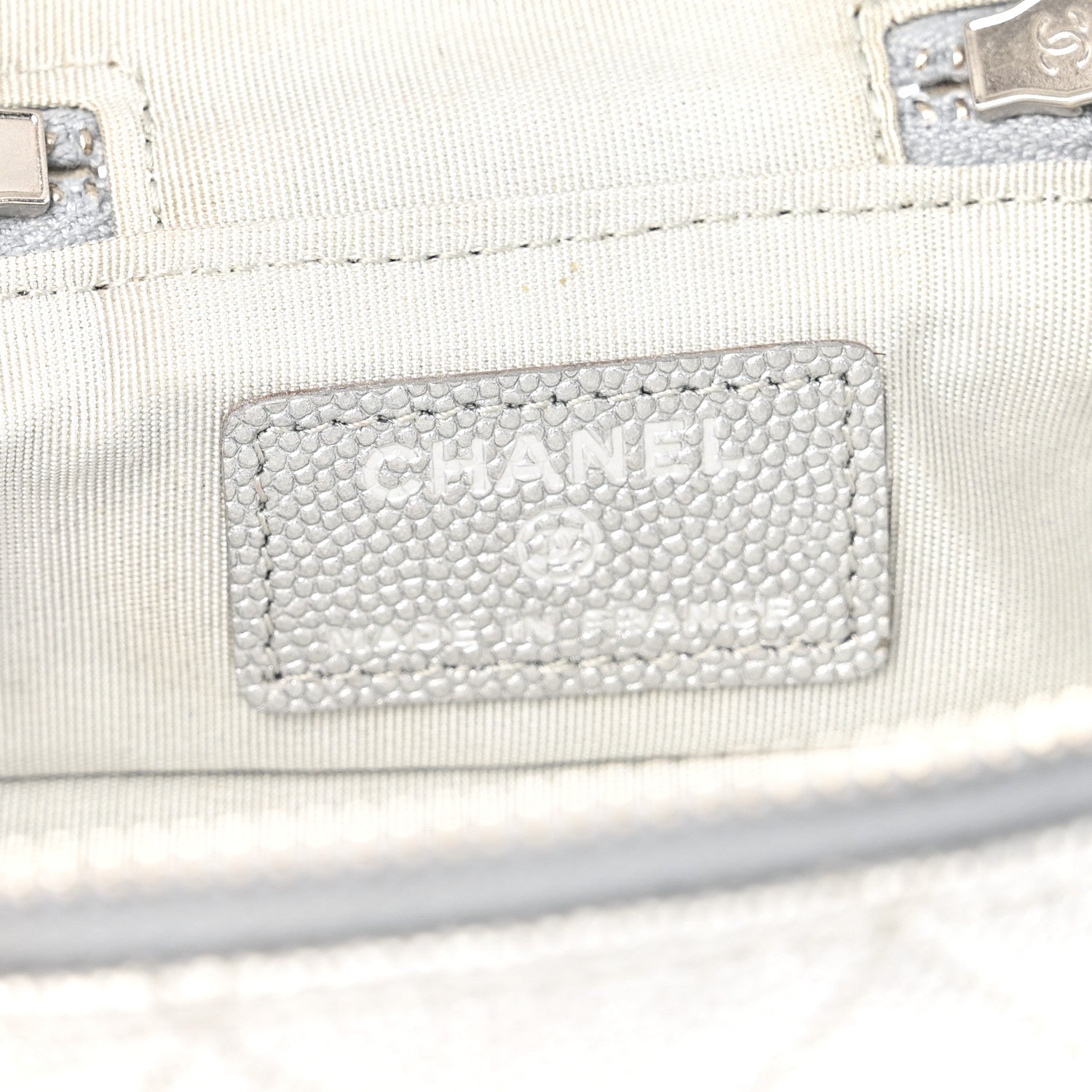 Chanel Metallic Caviar Quilted Mini Top Handle Vanity With Chain Silver 7 of 13