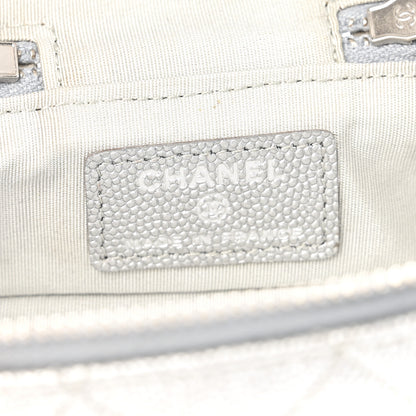Chanel Metallic Caviar Quilted Mini Top Handle Vanity With Chain Silver 7 of 13