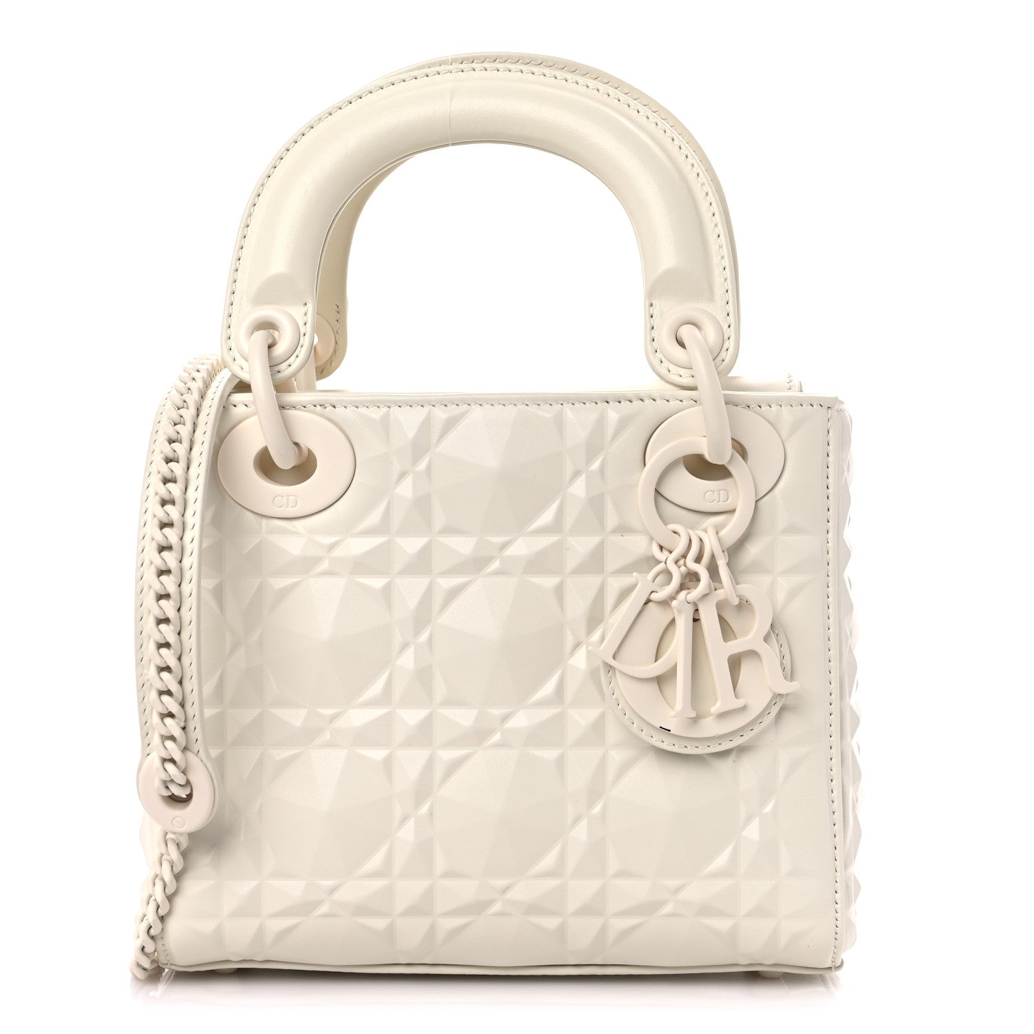 Christian Dior Calfskin Cannage Diamond Mini Lady Dior White 1 of 10