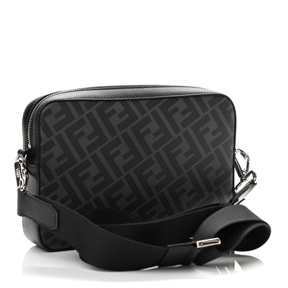 Fendi Glazed Fabric Vitello Liberty FF 1974 Diagonal Medium Camera Case Black Sunflower 4 of 11