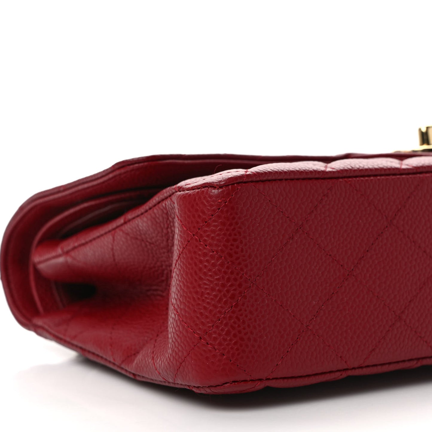 Caviar Quilted Medium Double Flap Dark Red
