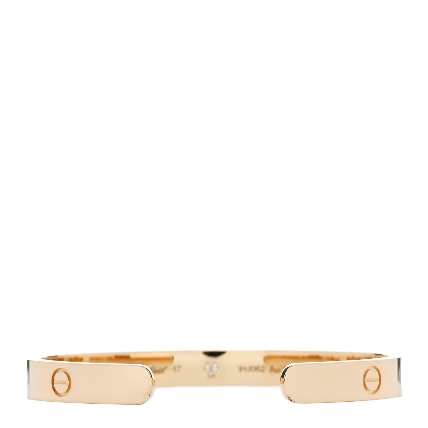 18K Yellow Gold 1 Diamond LOVE Cuff Bracelet 17