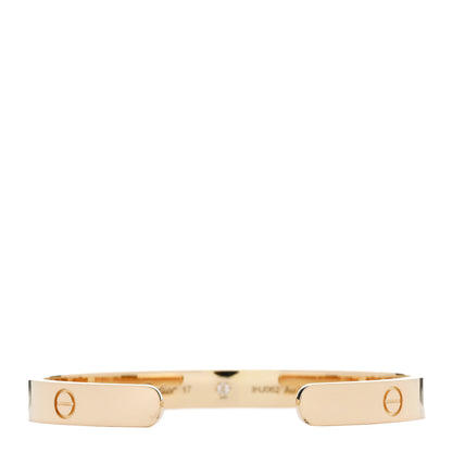 Cartier 18K Yellow Gold 1 Diamond LOVE Cuff Bracelet 17 2 of 4