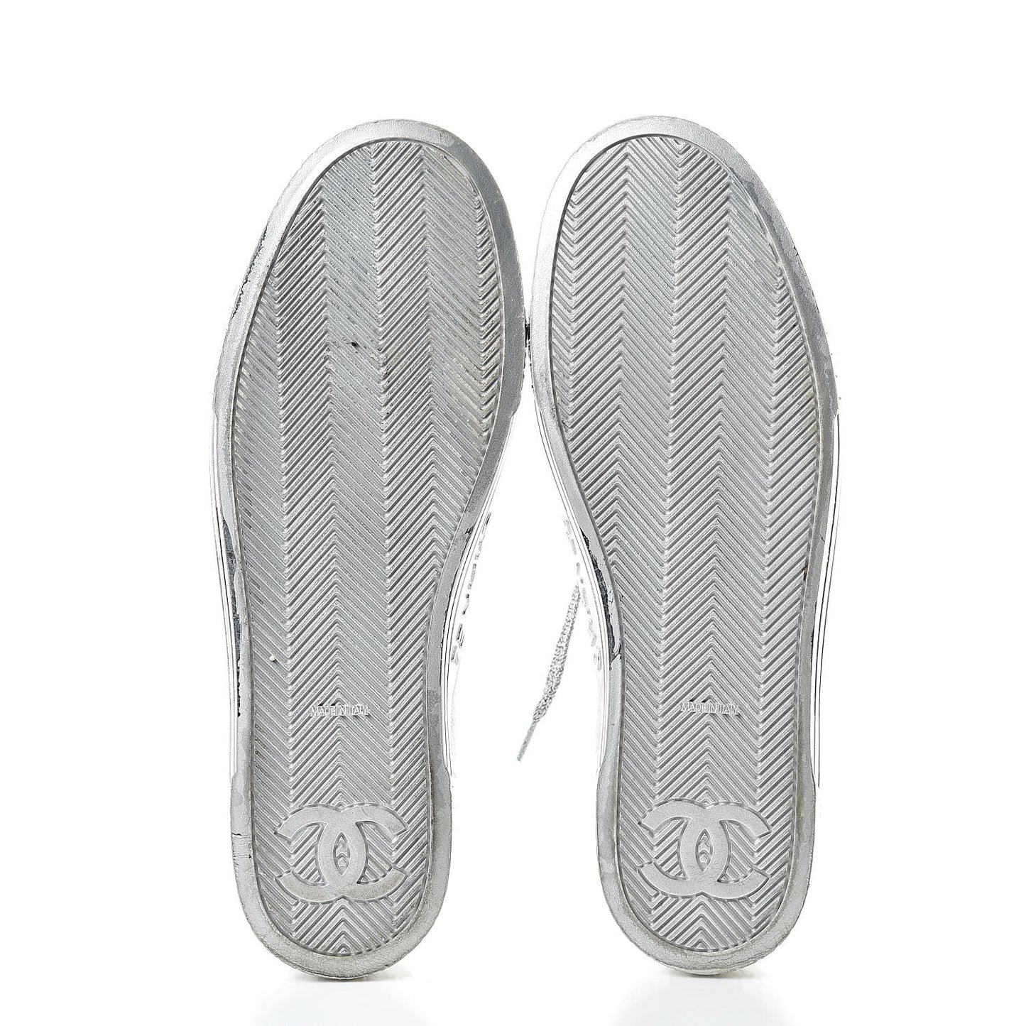 Laminated Lambskin Sneakers 37.5 Silver