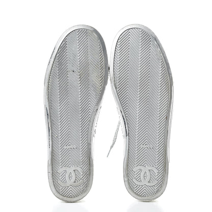 Chanel Laminated Lambskin Sneakers 37.5 Silver 5 of 17