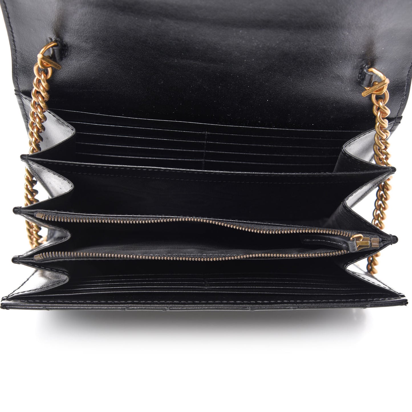 Calfskin Matelasse GG Marmont Chain Wallet Black