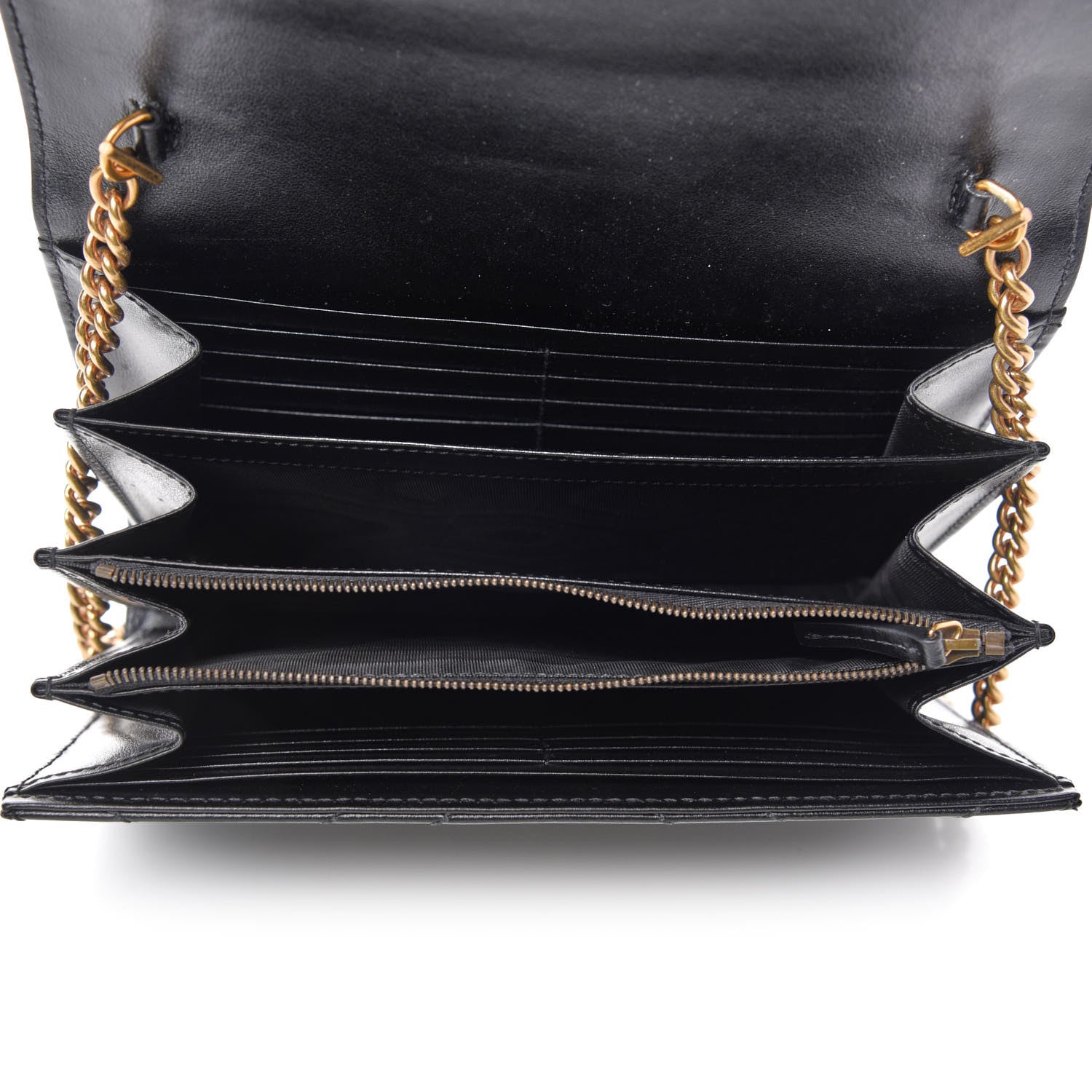 Gucci Calfskin Matelasse GG Marmont Chain Wallet Black 5 of 11