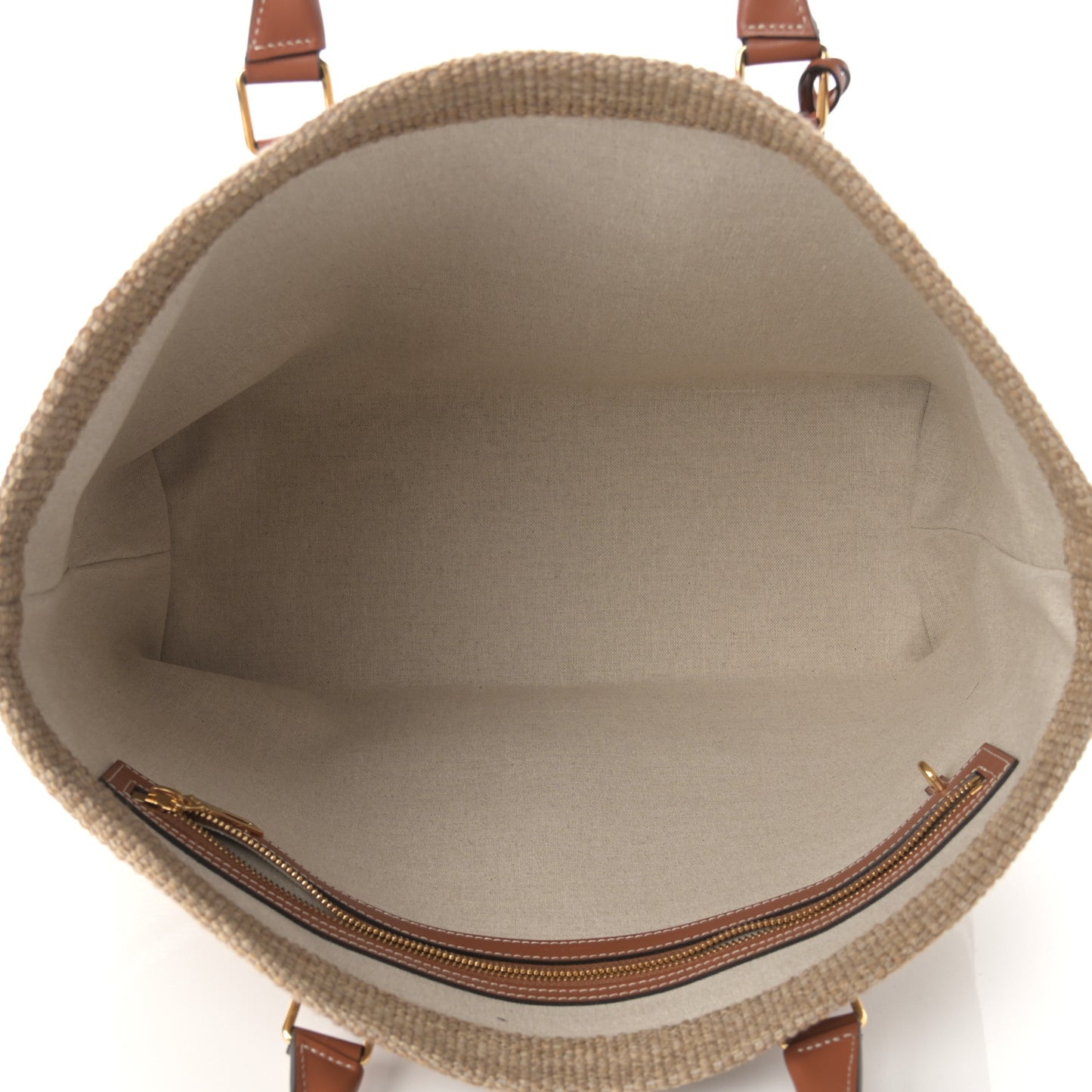 Textile Calfskin Horizontal Cabas Beige Tan