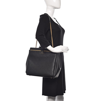 Chanel Grained Calfskin Stitched Lady Coco Top Handle Tote Black 2 of 9