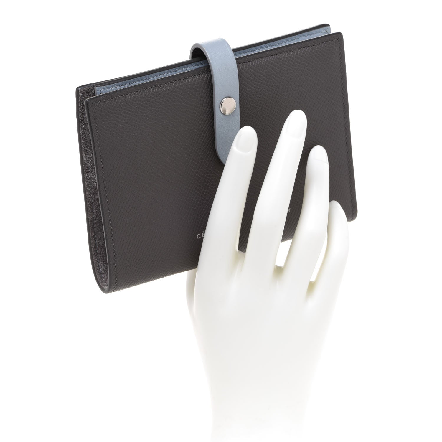 Celine Grained Calfskin Medium Multifunction Strap Wallet Grey Blue 2 of 8