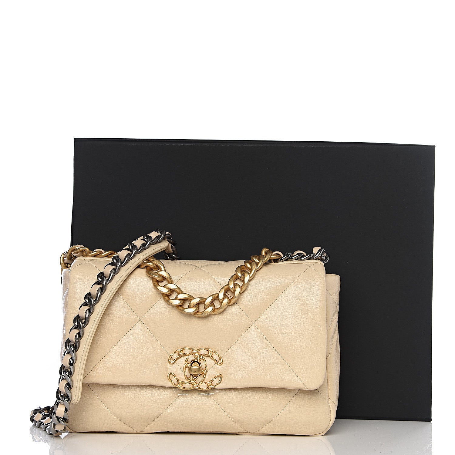 Chanel Goatskin Quilted Medium 19 Flap Light Beige 10 of 10