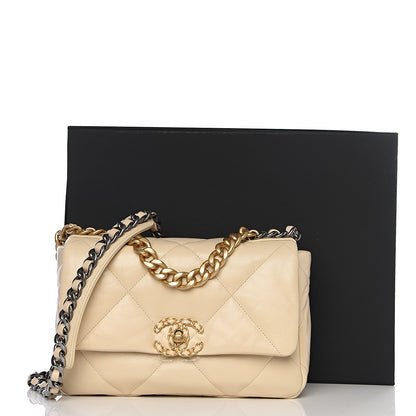 Chanel Goatskin Quilted Medium 19 Flap Light Beige 10 of 10