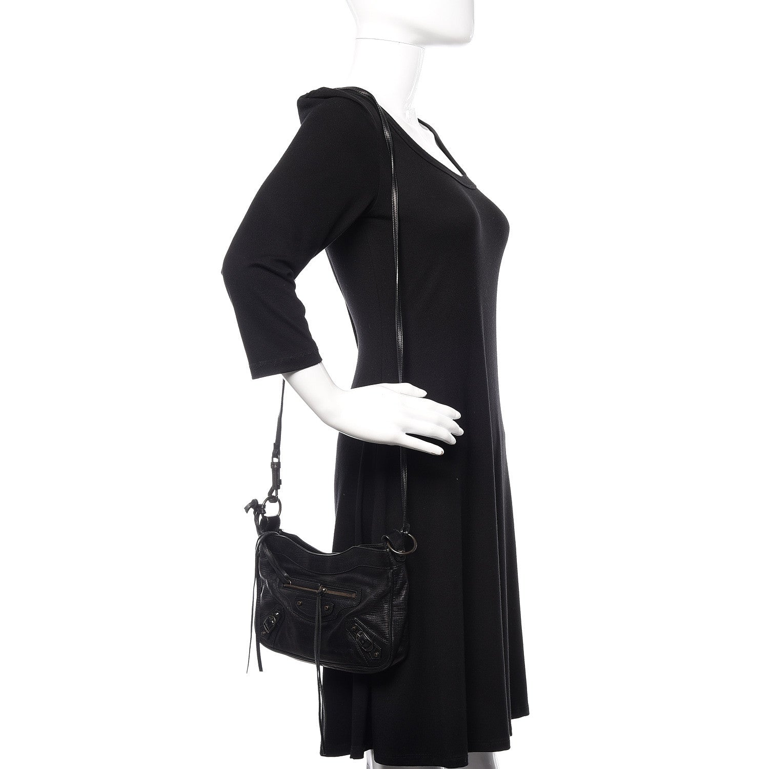 Balenciaga Agneau Classic Hardware Lizard Embossed Hip Black 2 of 10