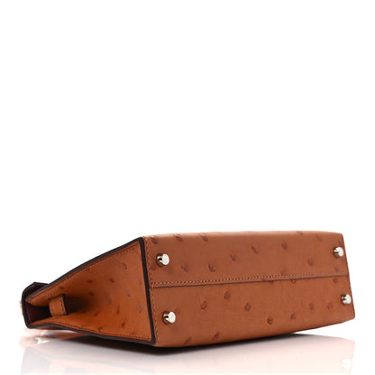 Hermes Ostrich Horseshoe Kelly Sellier Mini 20 Cognac Rouge H 4 of 11