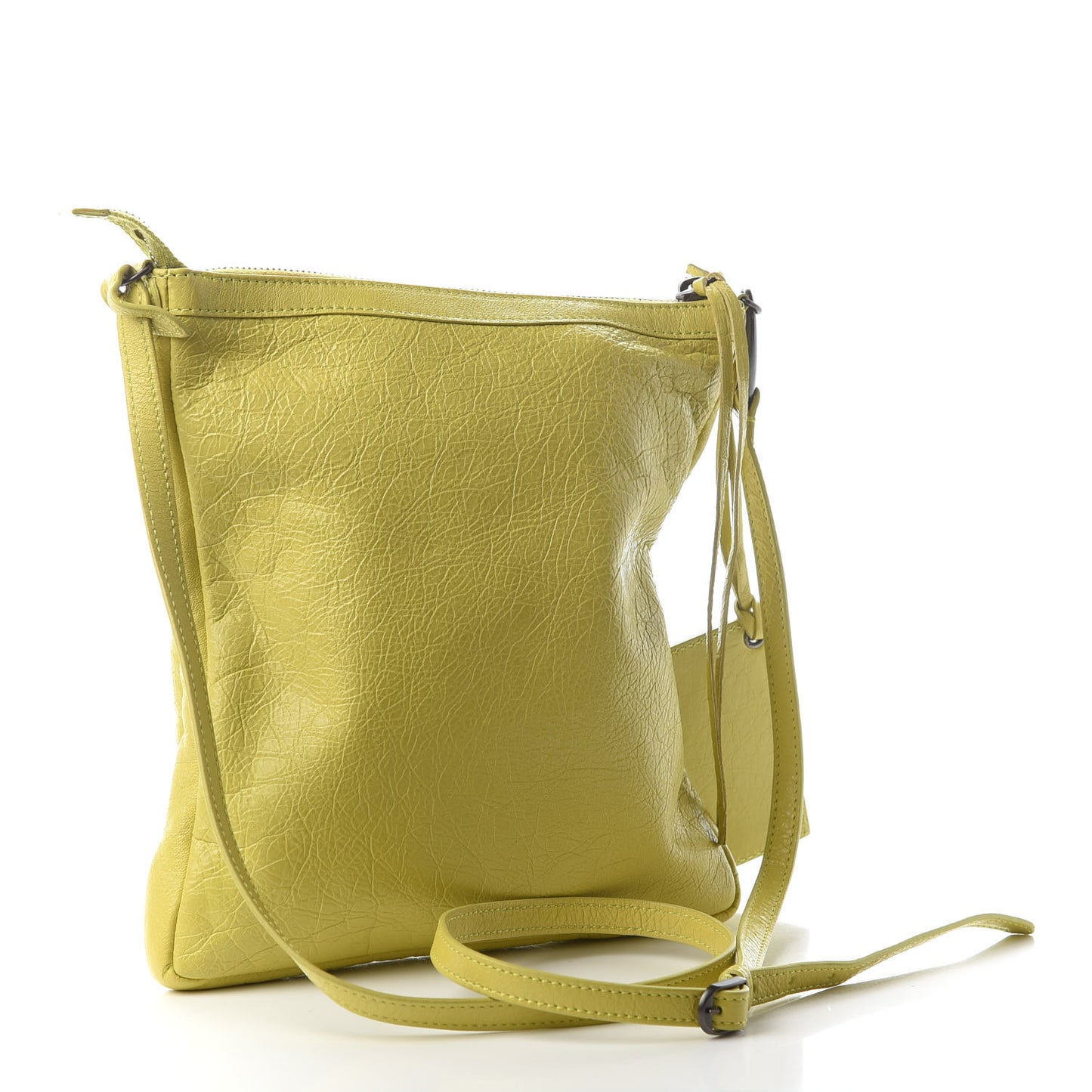 Agneau Classic Hardware Flat Crossbody Jaune Poussin