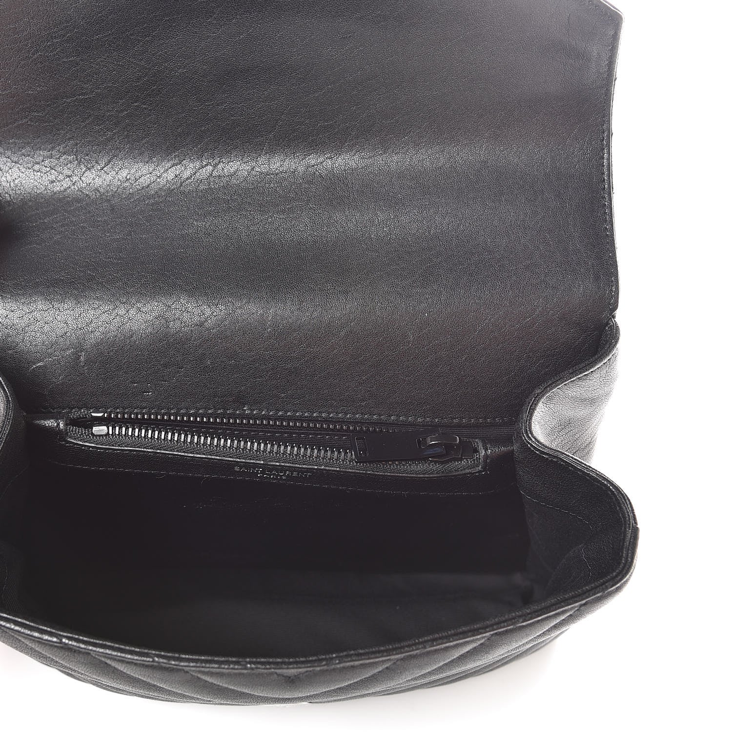 Saint Laurent Sheepskin Matelasse Chevron Monogram Medium College Bag Black 5 of 10