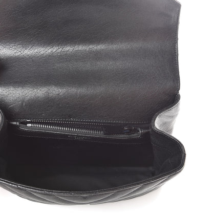 Saint Laurent Sheepskin Matelasse Chevron Monogram Medium College Bag Black 5 of 10