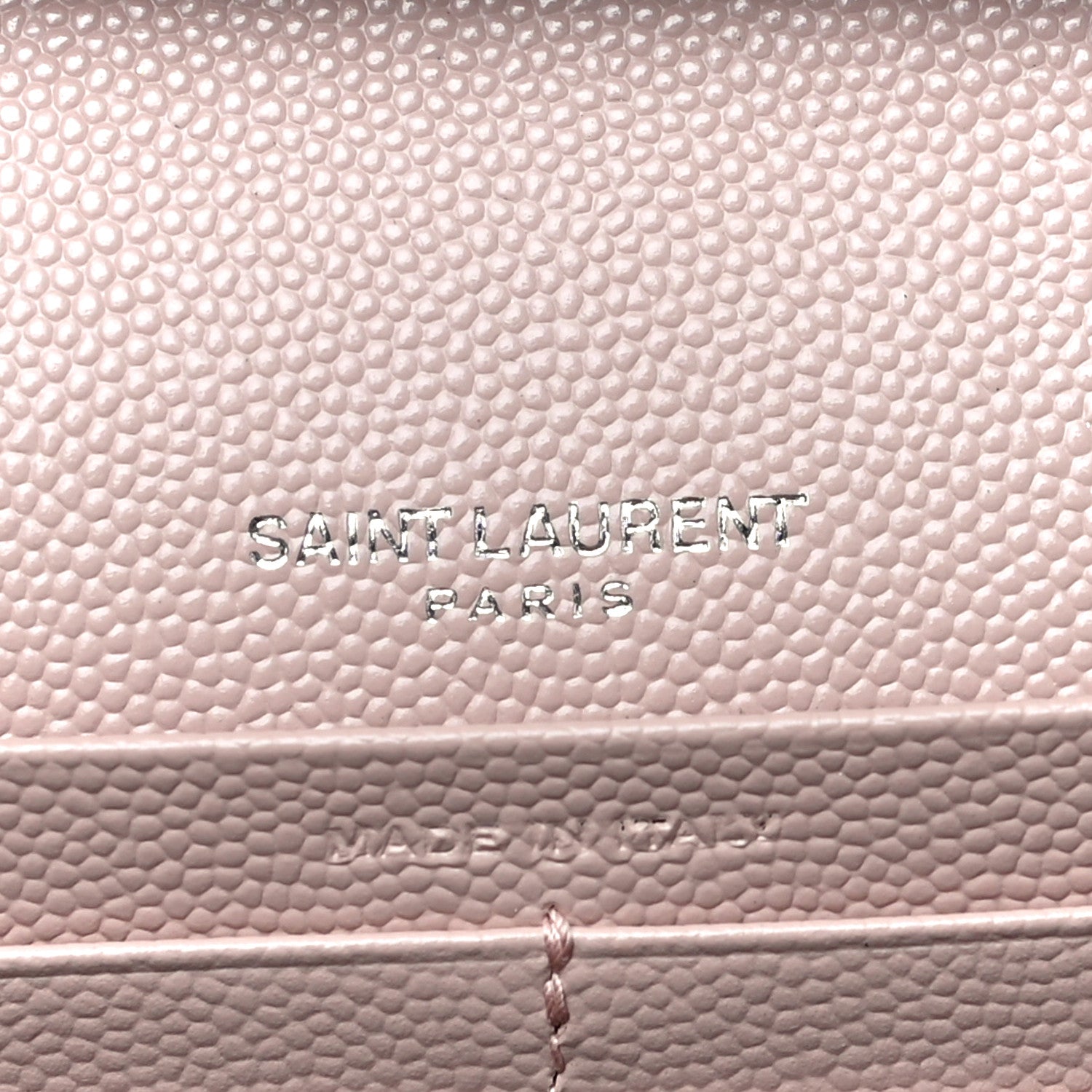 Saint Laurent Grain De Poudre Matelasse Chevron Monogram Chain Wallet Pale Pink 6 of 9