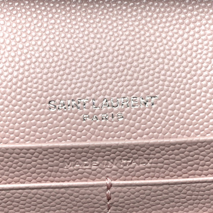 Saint Laurent Grain De Poudre Matelasse Chevron Monogram Chain Wallet Pale Pink 6 of 9