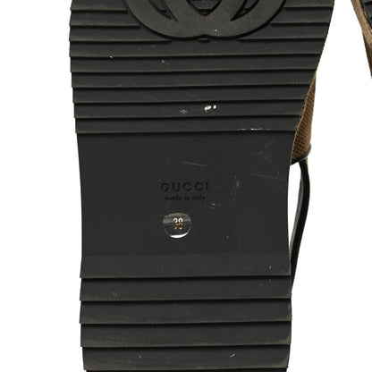 Gucci Monogram Maxi GG Granada Kid Angelina Platform 35mm Slingback Sandals 38 Camel Ebony Black 8 of 12