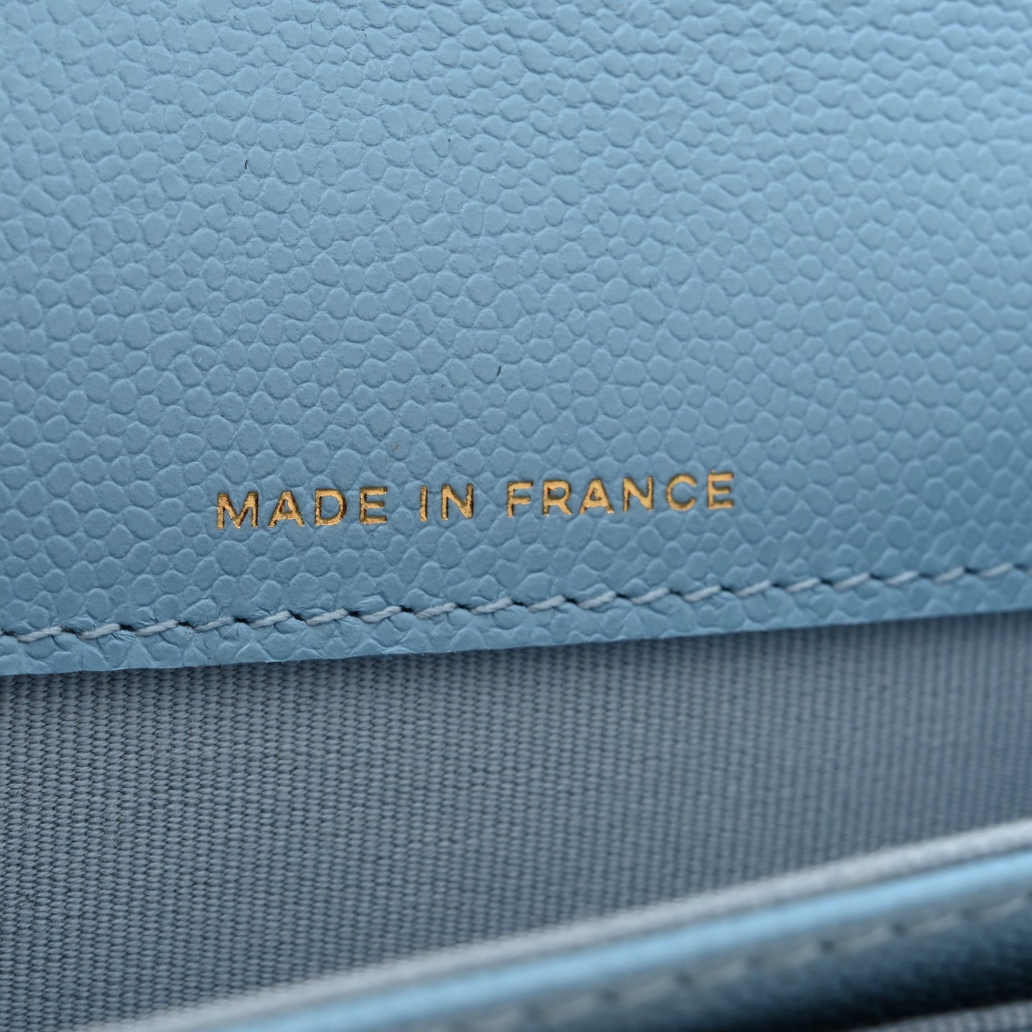 Caviar Quilted Flap Card Holder Wallet Light Blue