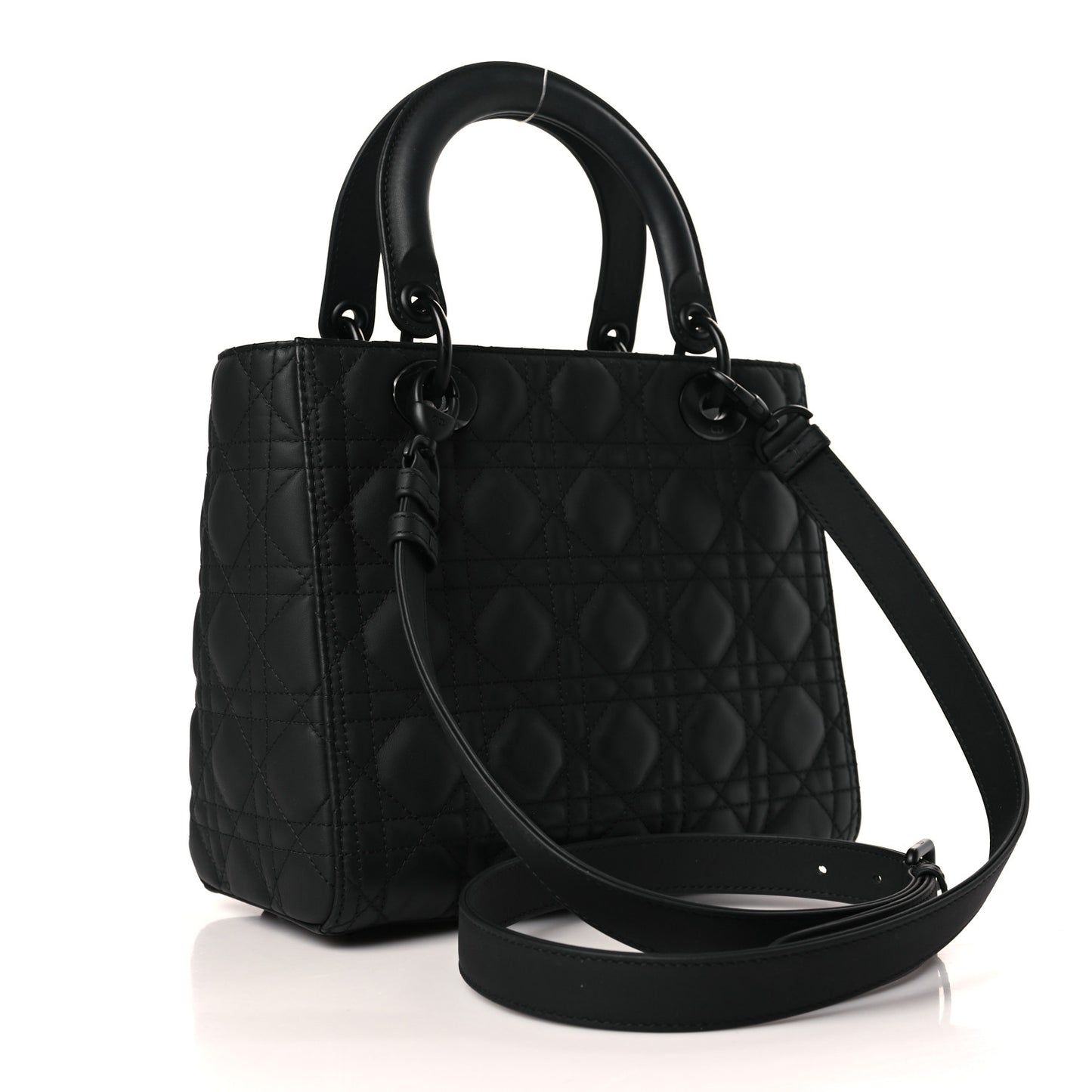 Ultra Matte Calfskin Cannage Medium Lady Dior Black