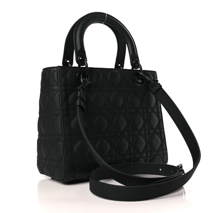 Christian Dior Ultra Matte Calfskin Cannage Medium Lady Dior Black 3 of 9
