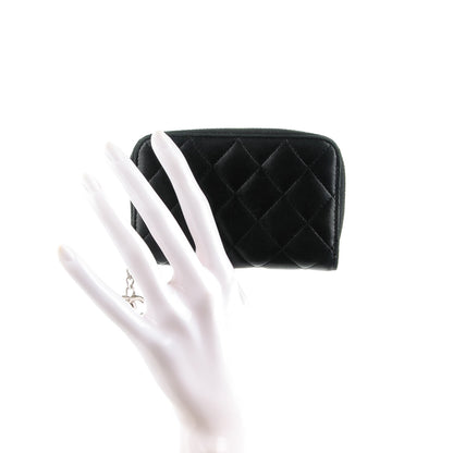 Chanel Lambskin Quilted Zip Around Coin Purse Wallet Black 2 of 9