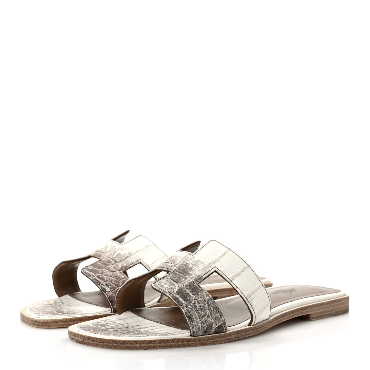 Hermes Matte Niloticus Crocodile Himalaya Oran Sandals 37 Blanc 3 of 9