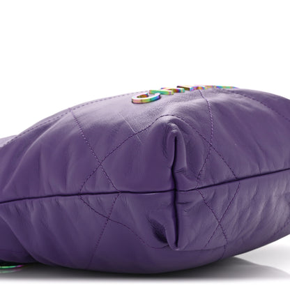 Chanel Shiny Calfskin Quilted Rainbow Mini Chanel 22 Purple 9 of 10