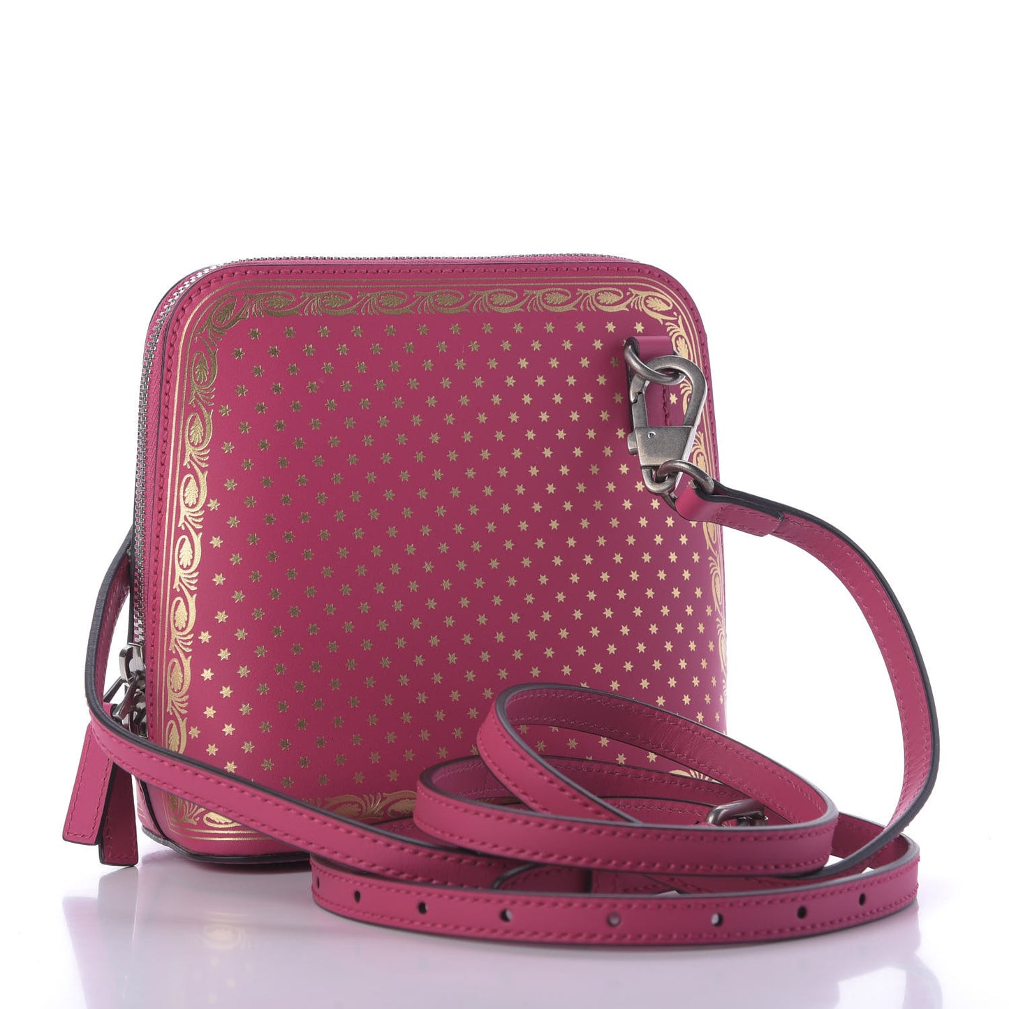 X SEGA Calfskin GUCCY Stars Mini Dome Shoulder Bag Violet Fuxia Gold