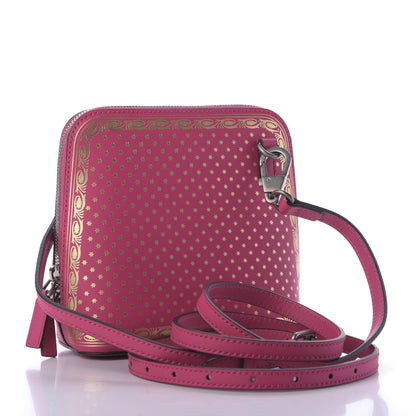 Gucci X SEGA Calfskin GUCCY Stars Mini Dome Shoulder Bag Violet Fuxia Gold 3 of 9