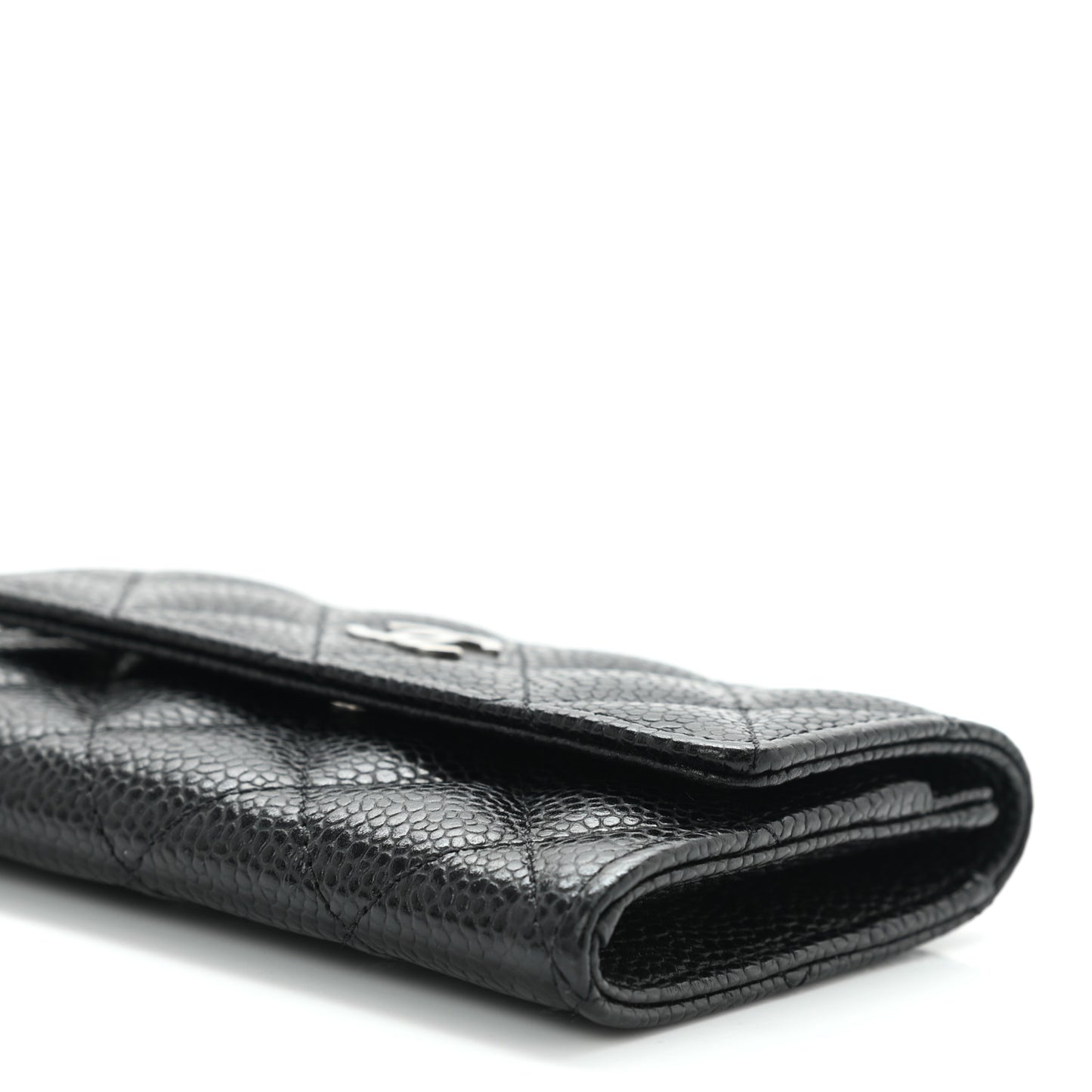 Caviar Quilted Flap Card Holder Black