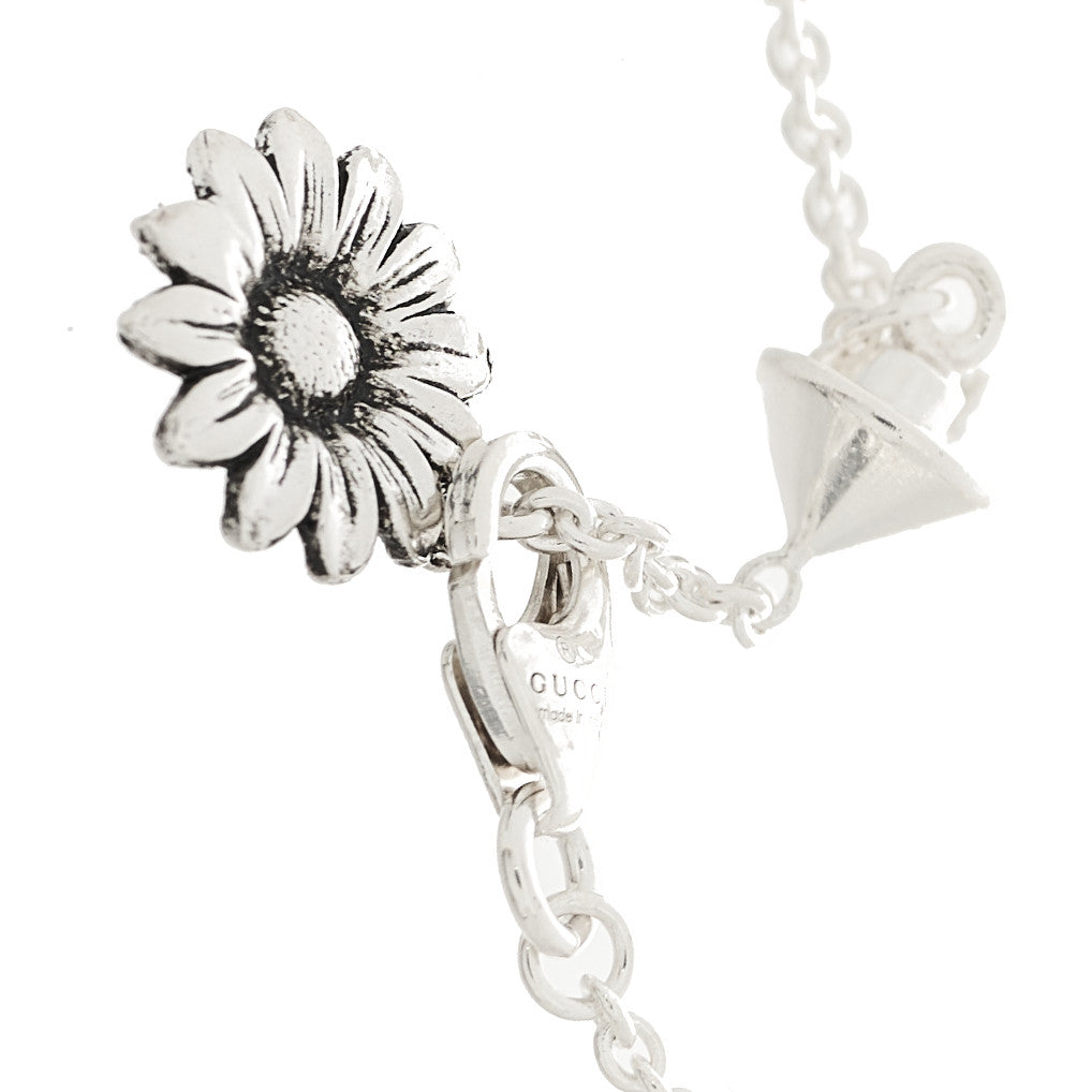Sterling Silver Pink Mother of Pearl Double G Flower Bracelet