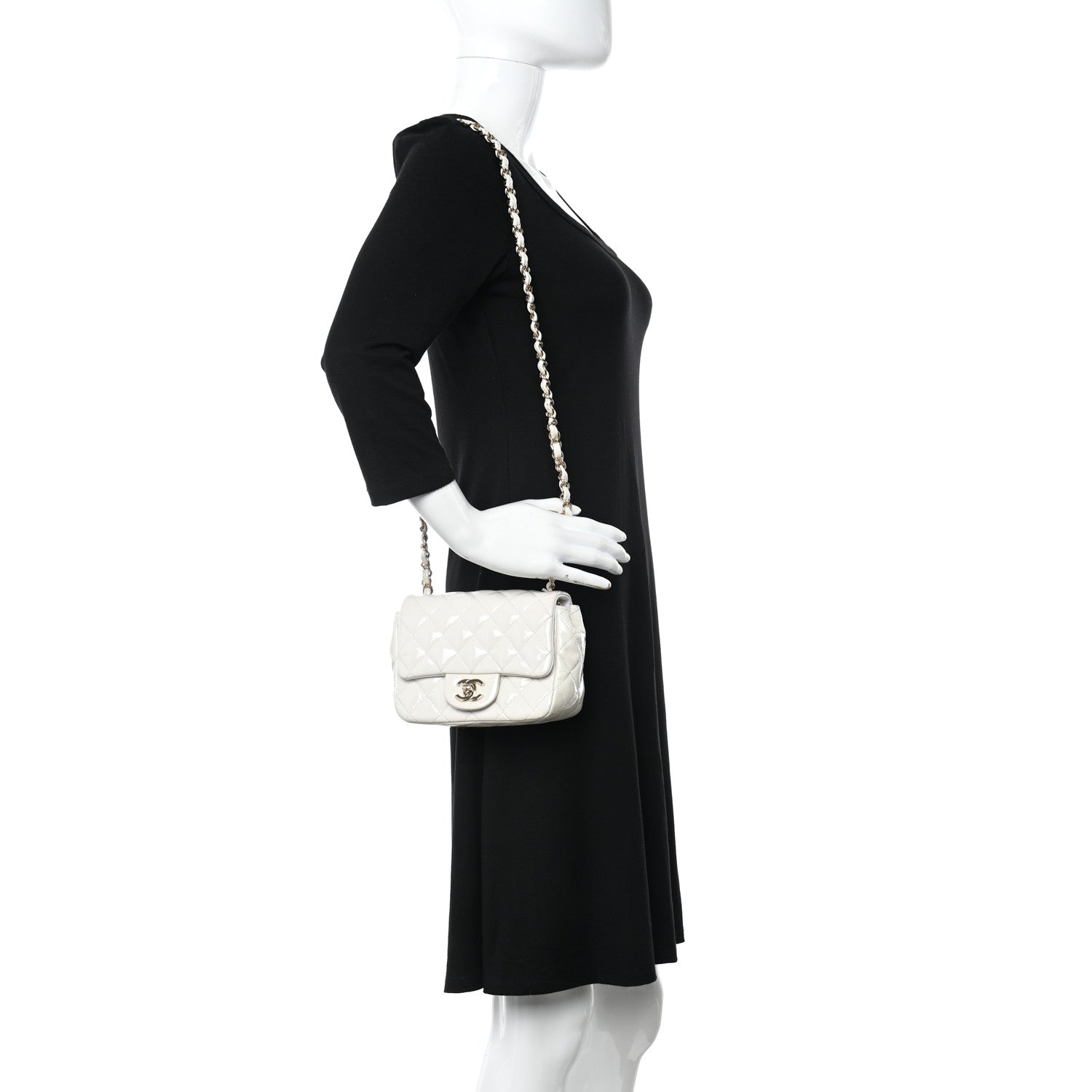 Chanel Patent Quilted Mini Square Flap White 2 of 17