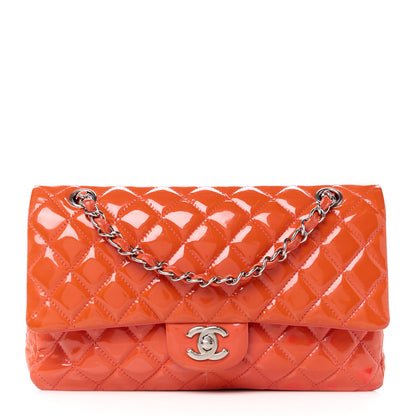 Chanel Patent Quilted Medium Double Flap Coral 1 of 14
