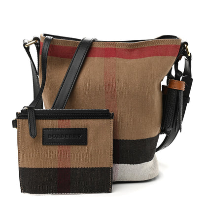 Burberry Canvas Mega Check Mini Ashby Tassel Crossbody Black 1 of 10
