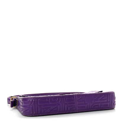 Fendi Nappa Logo Embossed Baguette Purple 4 of 12